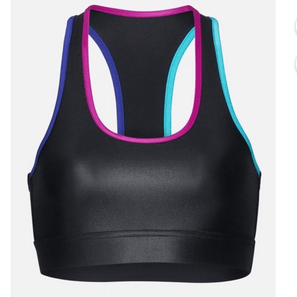 Bandier BLACK MULTI SEAM SHINE All Access Front Row Bra